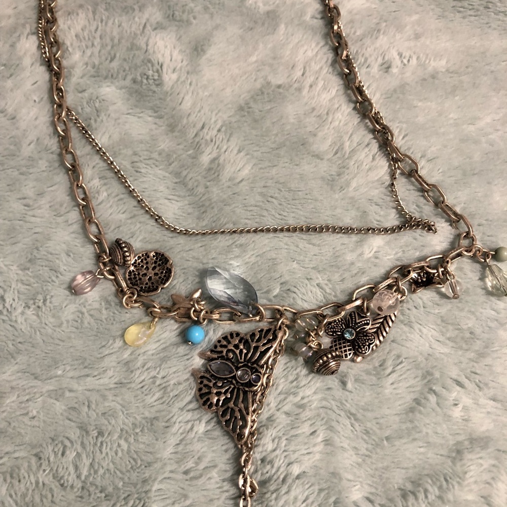 Double strand silver necklace